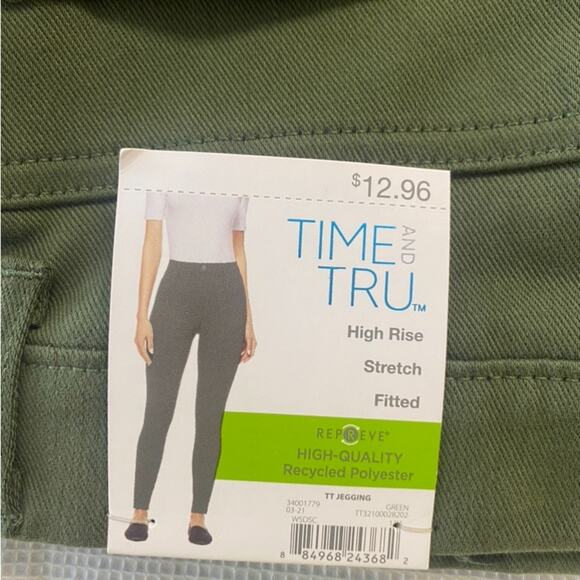 Time & Tru Jeggings Size XL NWT  olive green - Picture 3 of 7